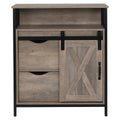 Gray Matte MDF Sliding Door Bathroom Cabinet with Two Drawers and Shelves U735225