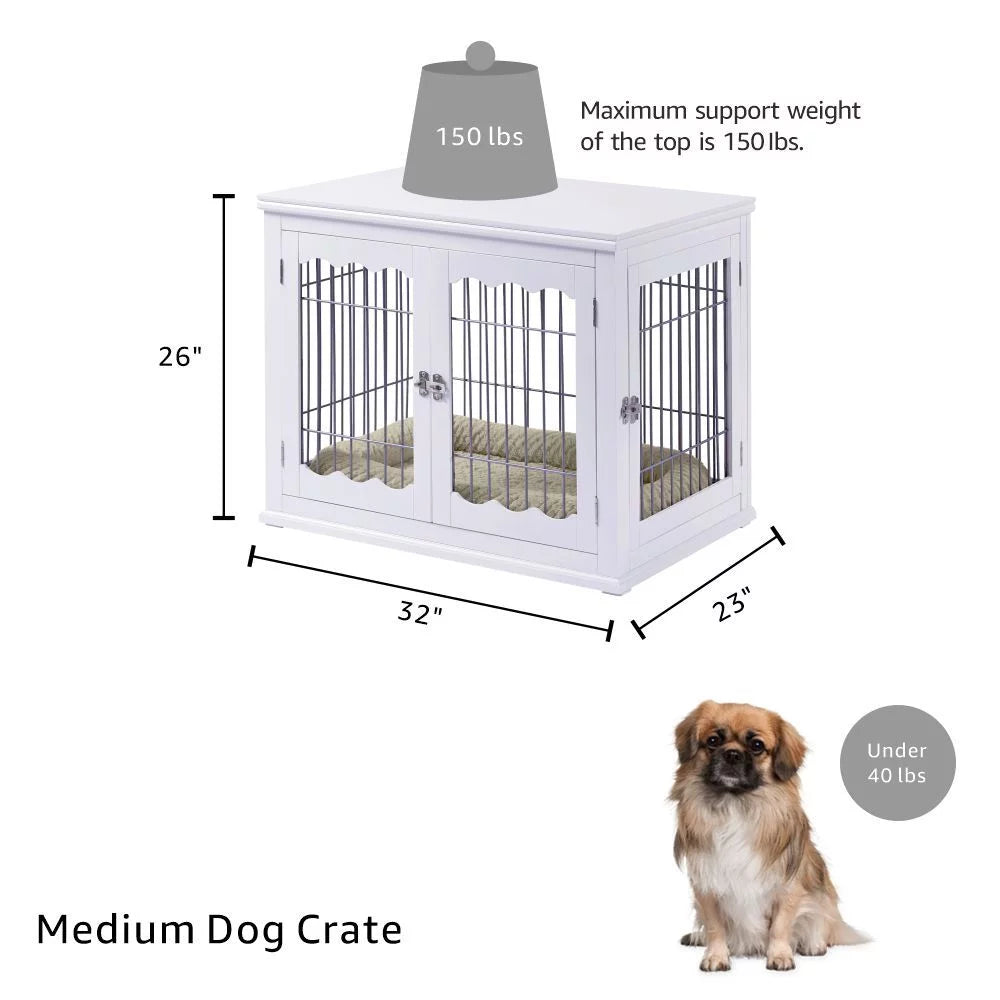 White Dog Crate with Pet Cushion Y16938