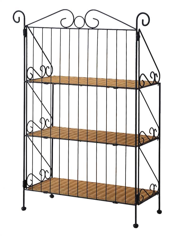 3 Tier Wicker Metal Bookcase U819228
