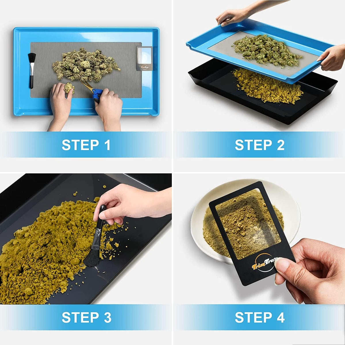 Black & Blue Bud Trimming Tray with Titanium Coated Pruning Shear Z336
