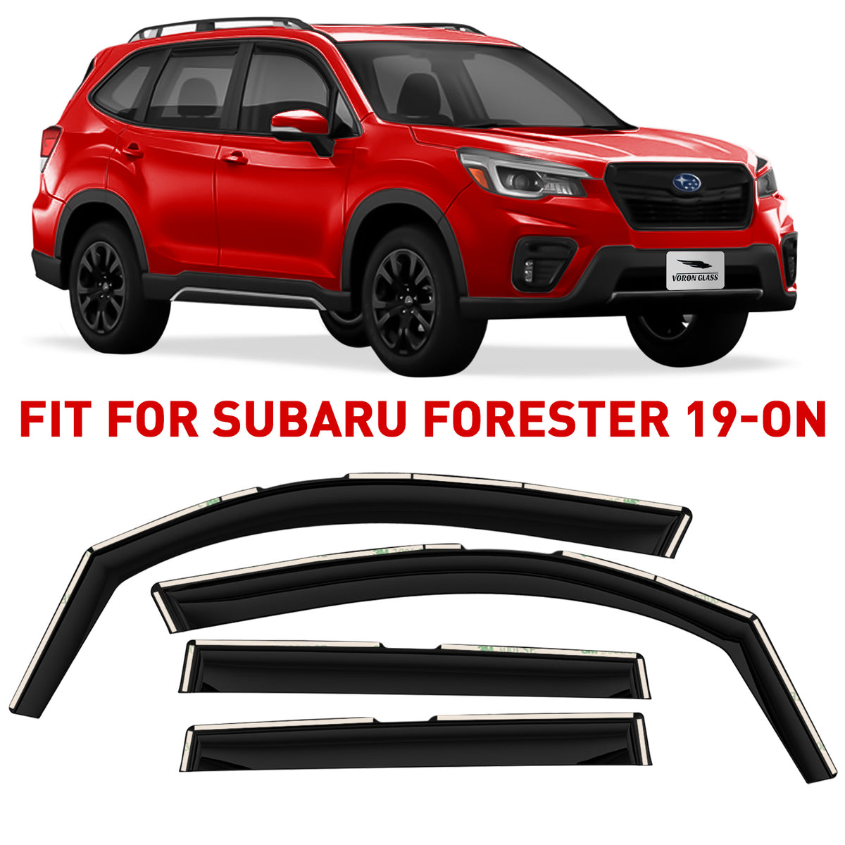 4 Pieces Glass In-Channel Rain Guards for Subaru Forester K304