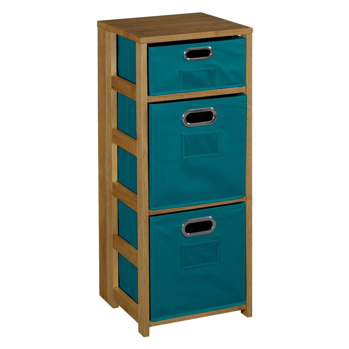 Square Folding Bookcase with Fabric Bins A7271
