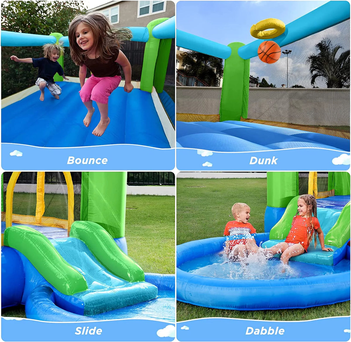 Inflatable Bounce House with Blower, Waterslide & Pool G87293