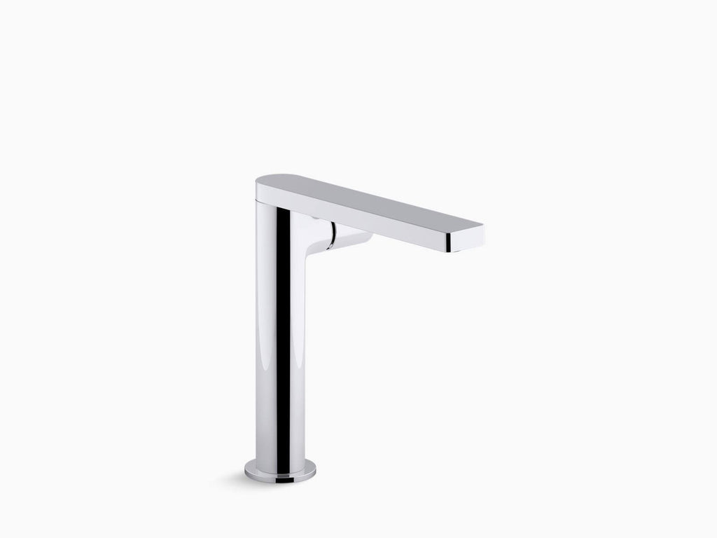 Polished Chrome Tall Single Bathroom Sink Faucet with Cylindrical Handle U837811