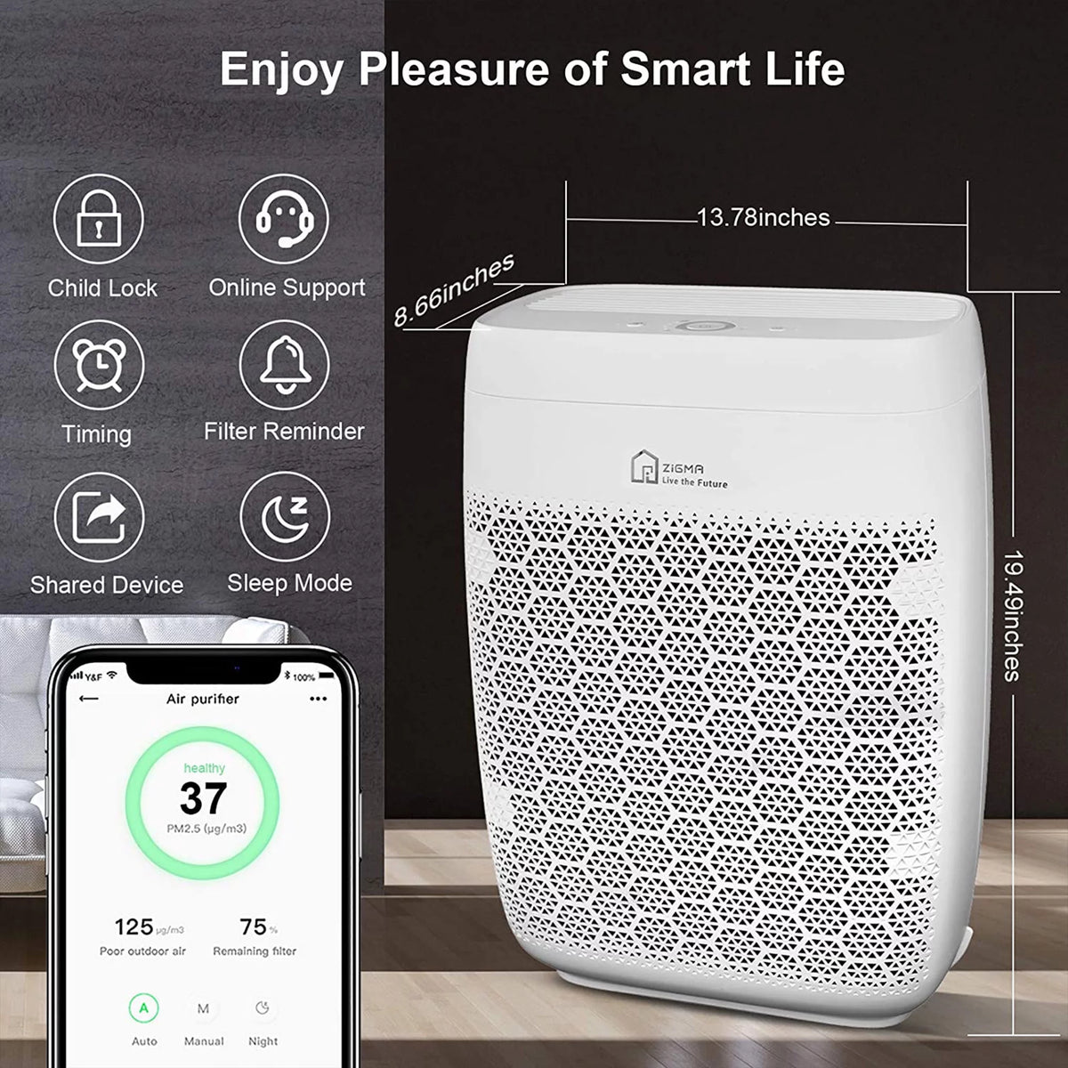 White Smart 5-in1 HEPA Air Purifier Z57327