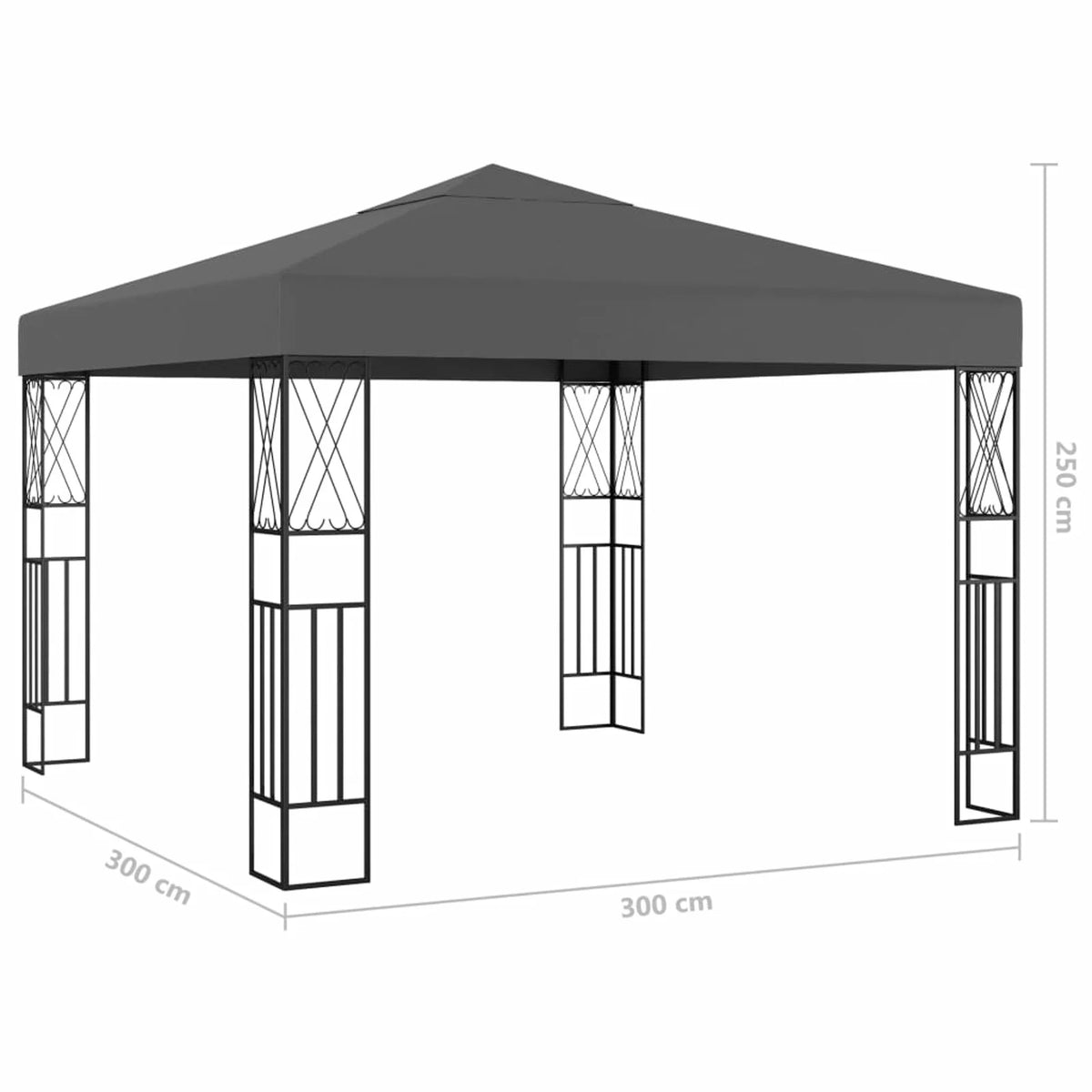 Party Tent Outdoor Gazebo Steel Frame Fabric Sunshade Shelter Canopy Anthracite 9.8ft x 9.8ft x 8.5ft N1024