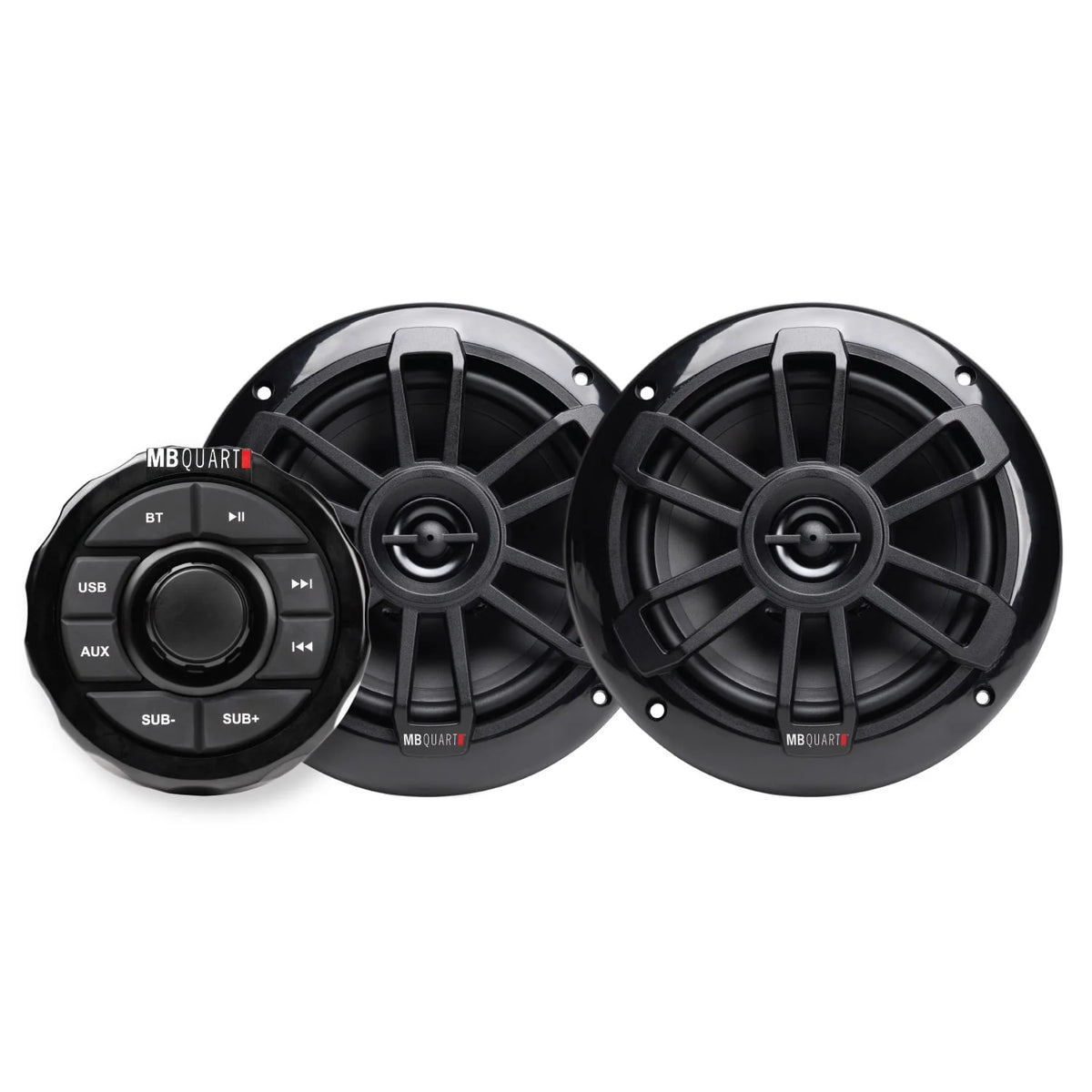 Marine Gauge Receiver with Bluetooth and 2 Black 6.5 Speakers U439205