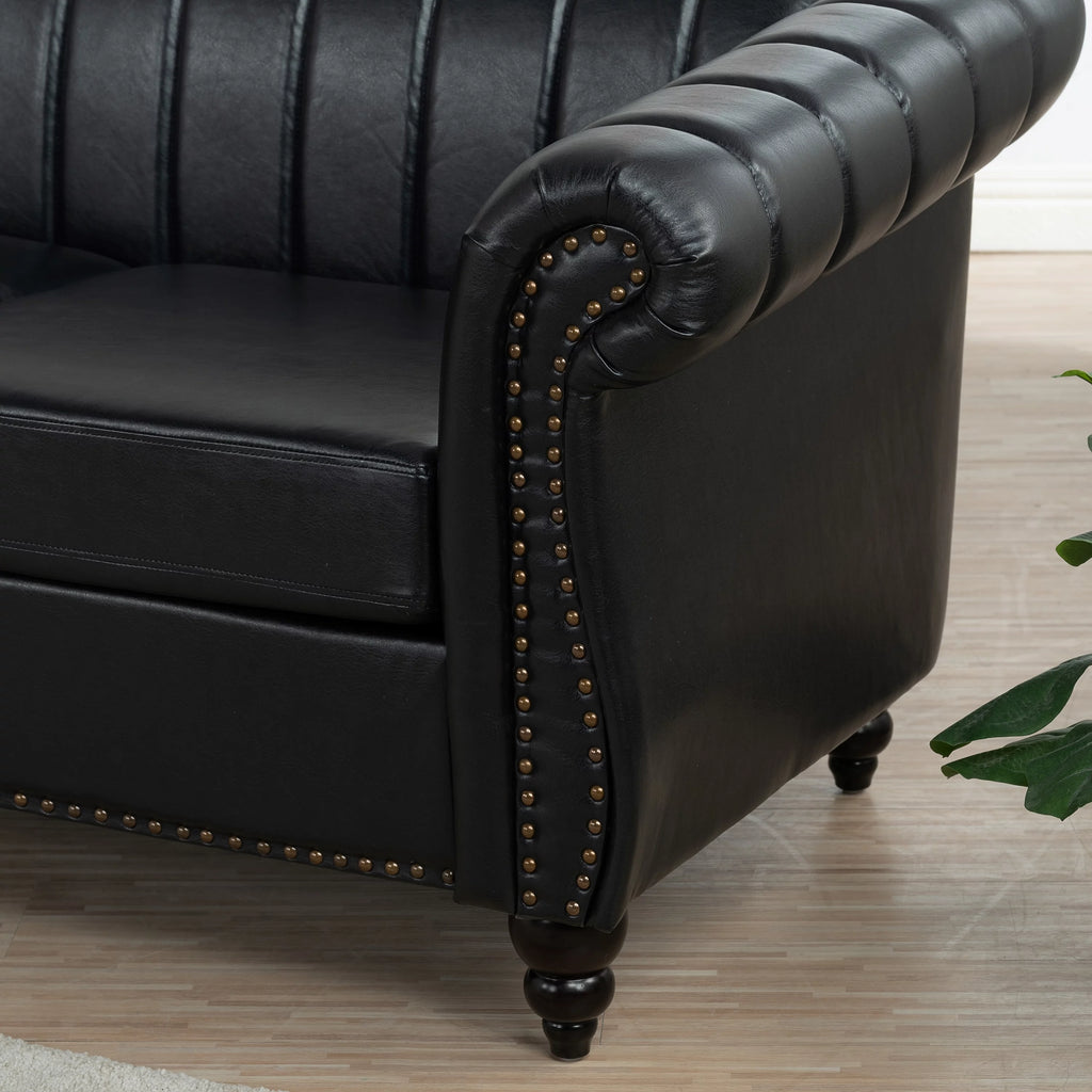 3 Seater Faux Leather Sofa with Rolled Arms V653336
