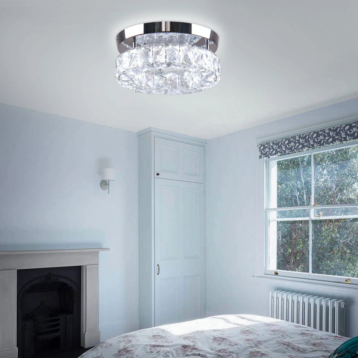 9.8" Crystal Flush Mount Ceiling Light Fixture 15 W 6000K T9486