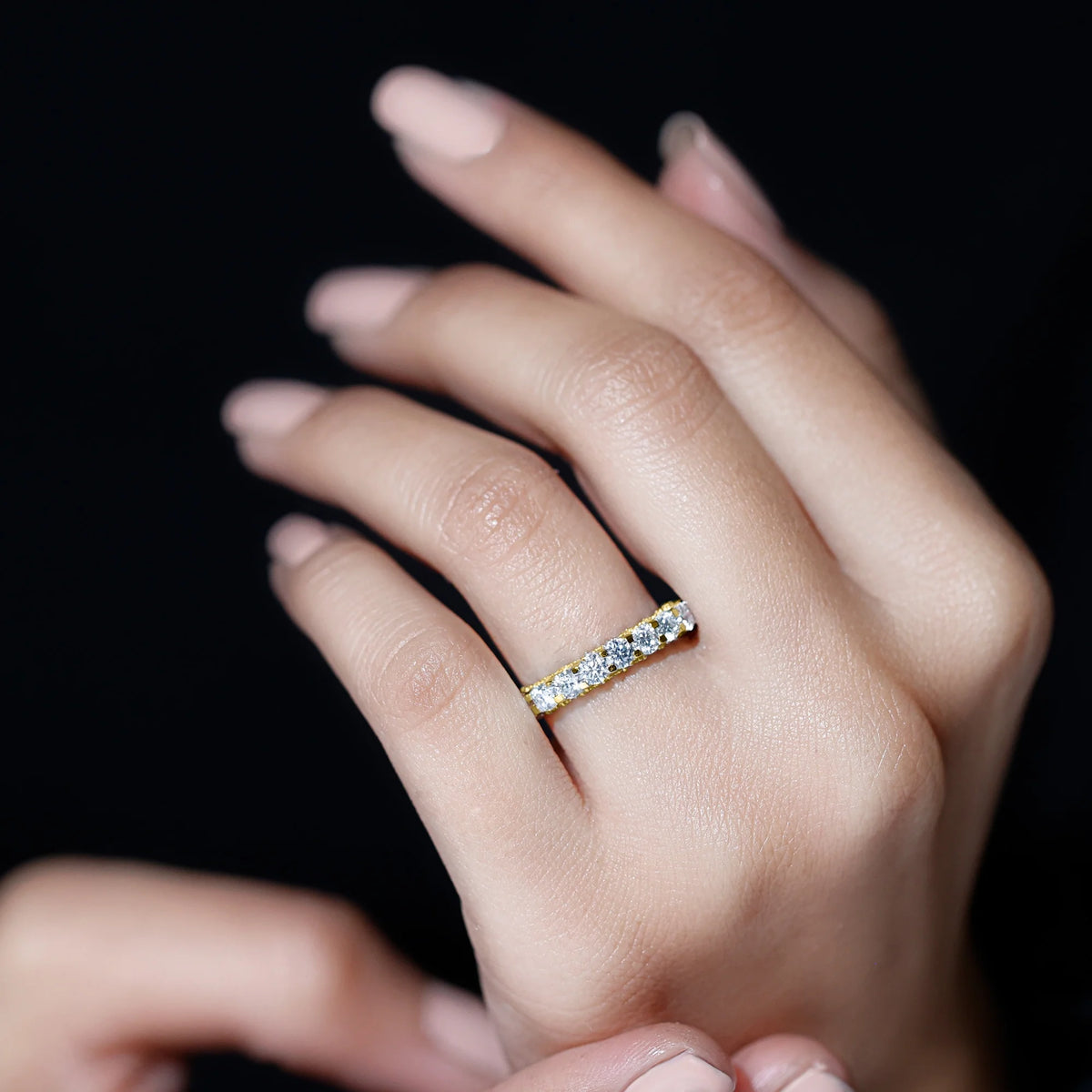 14K Yellow Gold Moissanite Eternity Ring G270