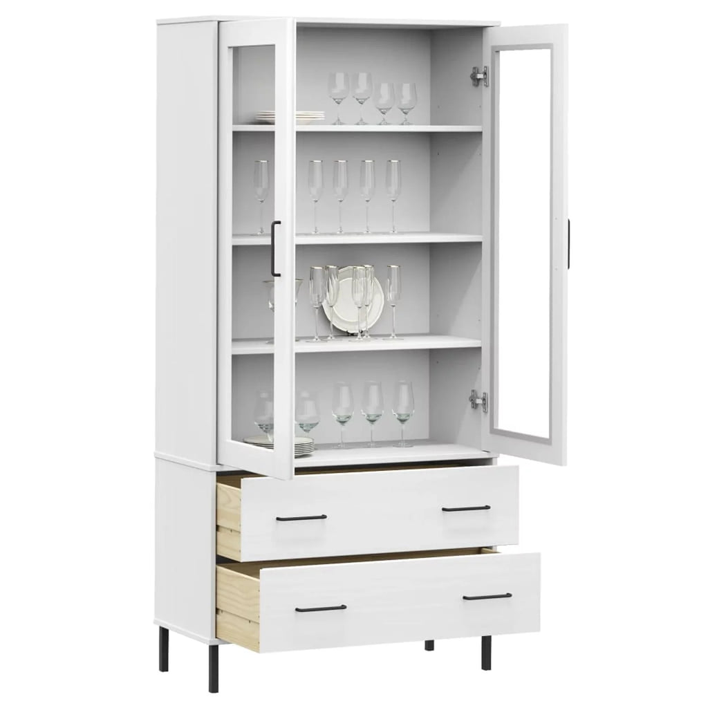 Pine Wood Bookcase with 2 Doors Cabinet and 2 Storage Drawers S864