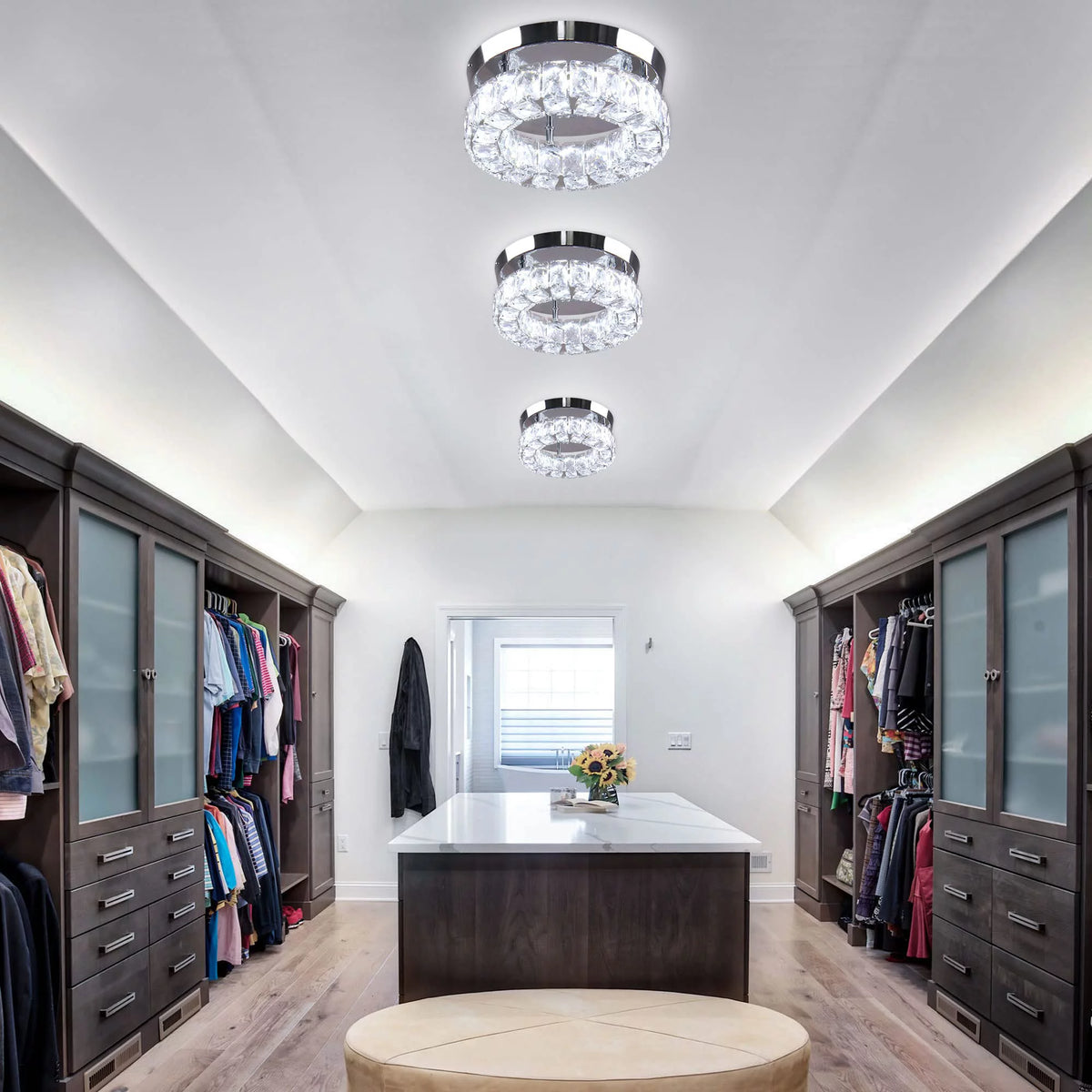 9.8" Crystal Flush Mount Ceiling Light Fixture 15 W 6000K T9486