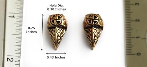 Bronze Norse Viking Celtic Raven Head Beard Beads Rings W861
