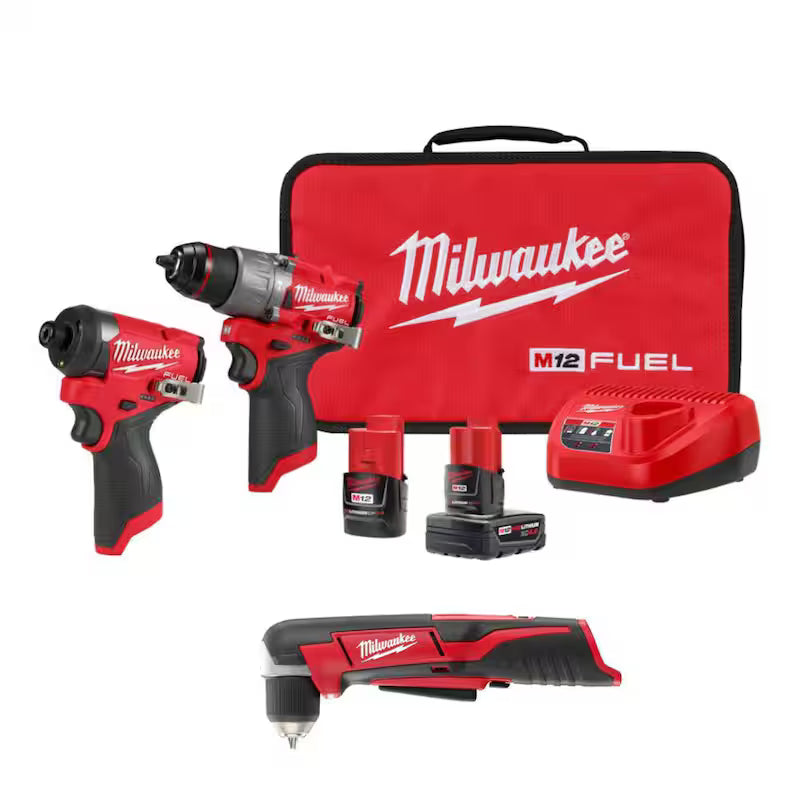 12-Volt Li-Ion Brushless Cordless Hammer Drill and Impact Driver Combo Kit (2-Tool) with Right Angle Drill U93394