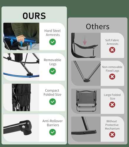 Folding Rocking Chair with Cup Holder & Side Pocket, Black T580428