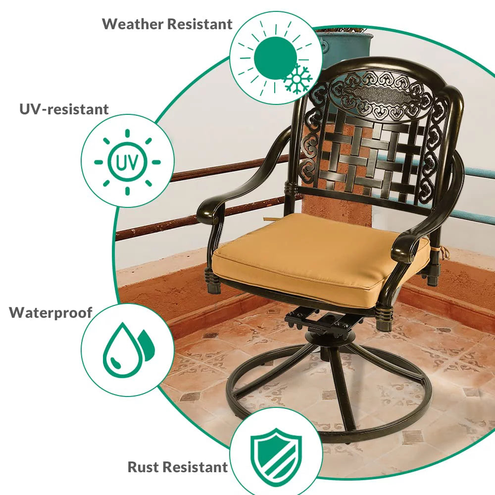2-Piece Cast Aluminum Swivel Rocker Patio Dining Chairs with Cushion I818