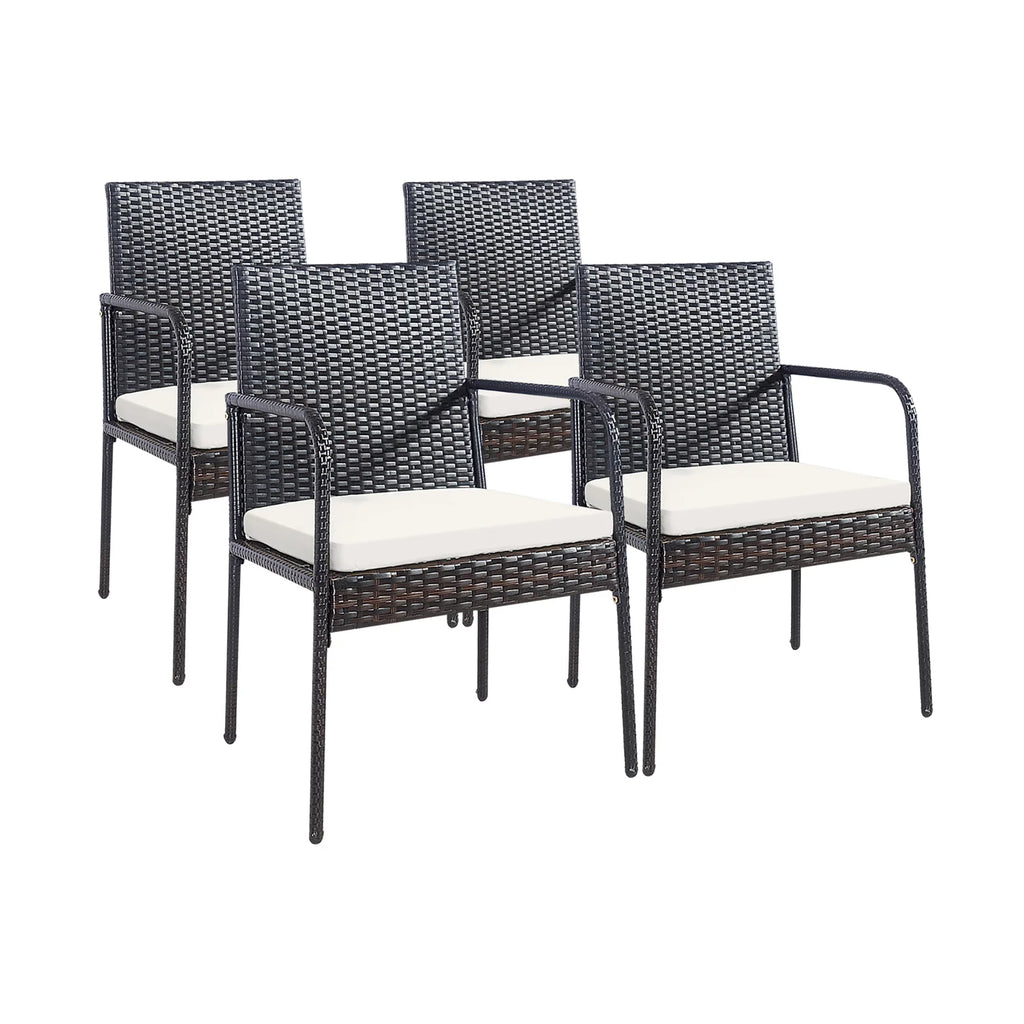 4 Pc Wicker Rattan Patio Dining Chairs W559
