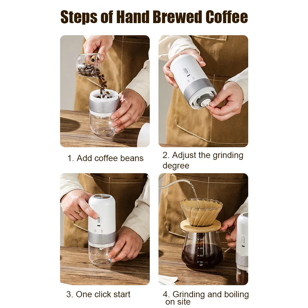 Portable Electric Burr Coffee Grinder 13W 200ml USB Rechargeable Adjustable D716508