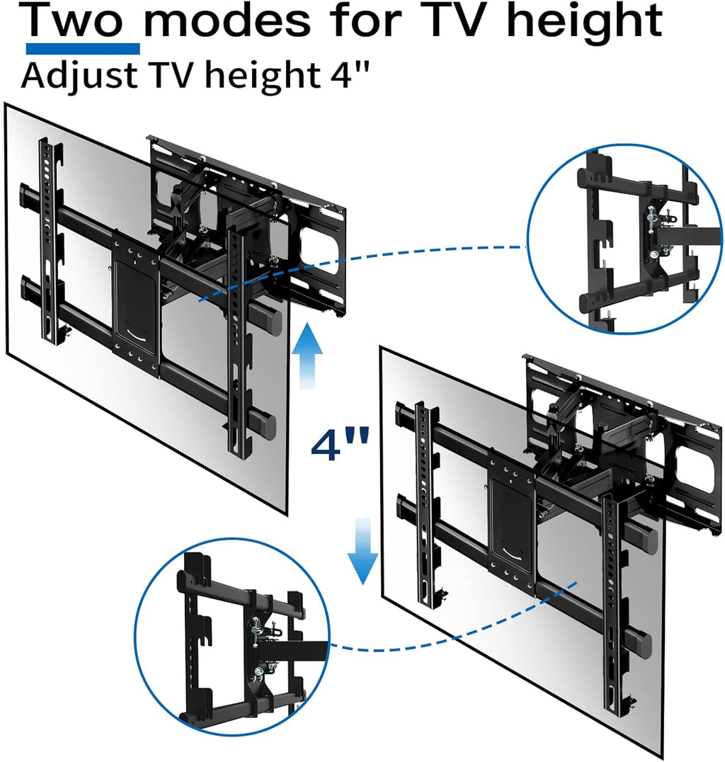 Full Motion TV Wall Mount for 37-75 Inch LED Flat Curved TVs, Max VESA 600x400mm, Holds 121 LBS, Pack of 2 A770
