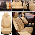 Beige PU Leather Waterproof Car Seat Cover Protectors A350234
