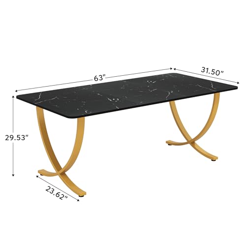 63” White and Gold Executive Desk T316169