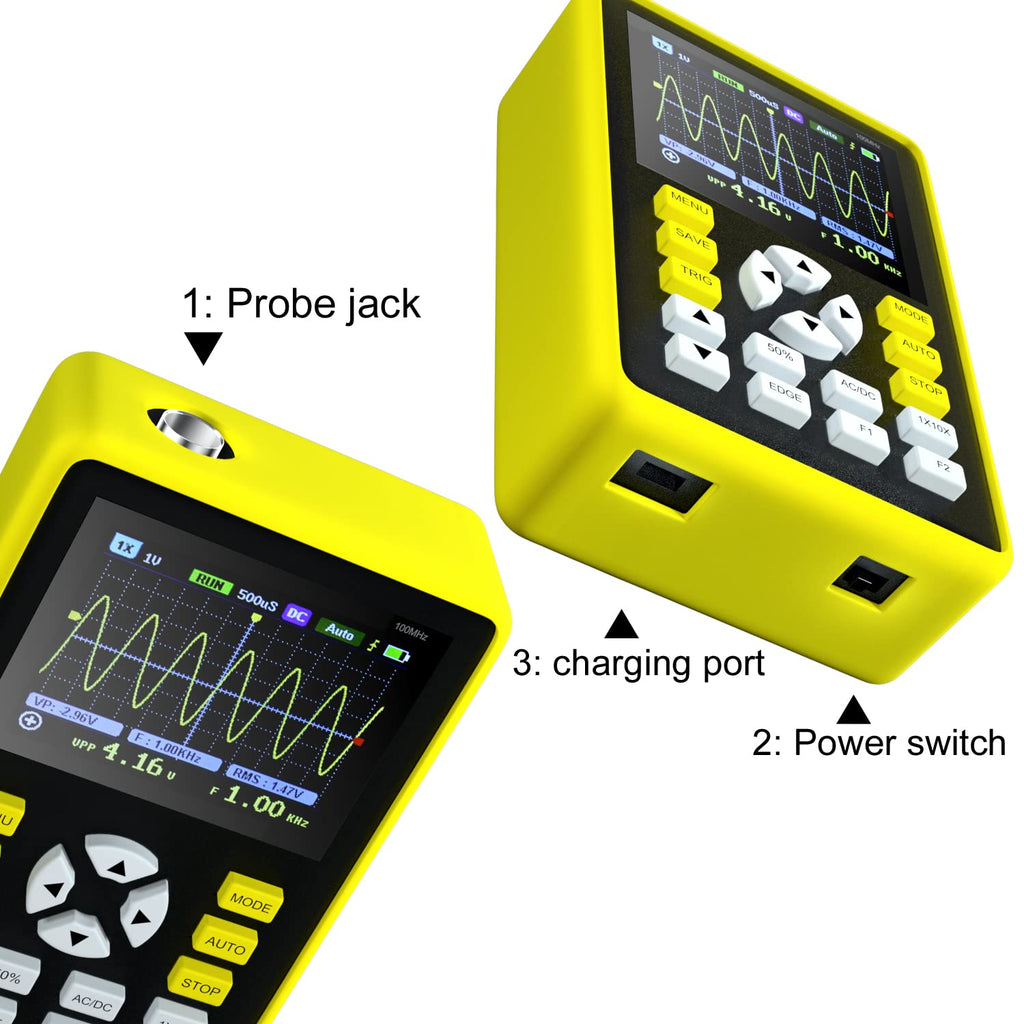 2.4-inch Digital Handheld Pocket Oscilloscope 500MS/s 100MHz Pack of 2 D317