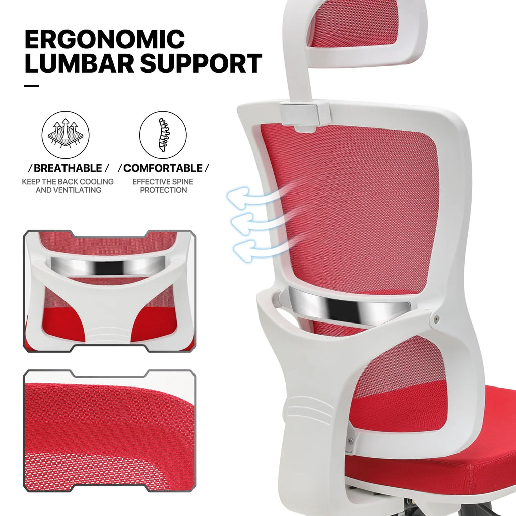 Computer Desk & Chair Set Adjustable Swivel Office Chair L Shaped Writing Table Workstation with Monitor Stand Red J702