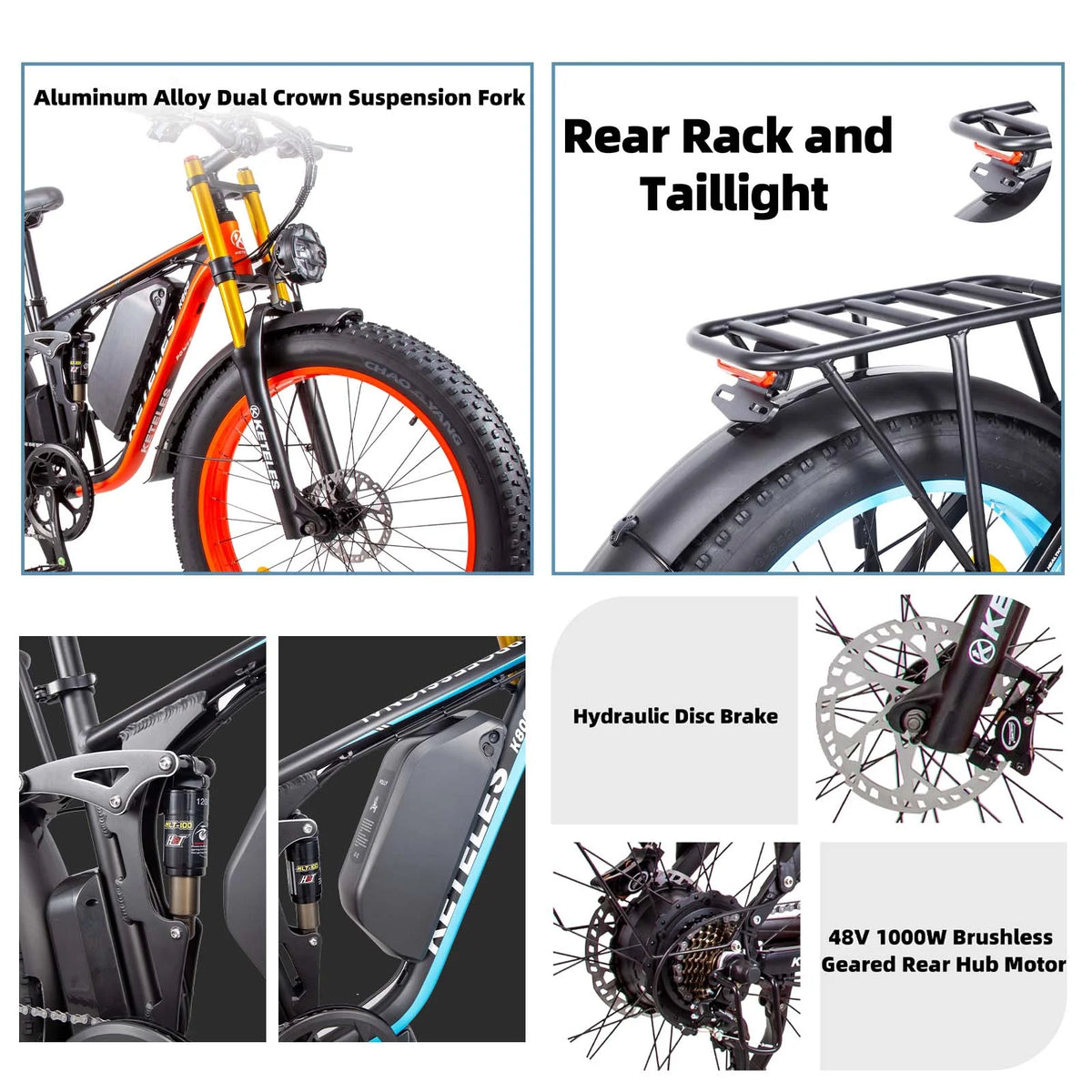 26" Electric Mountain Bike with 48V 17.5Ah Removable Battery 1000W Full Suspension Dual Hydraulic Disc Brake N121
