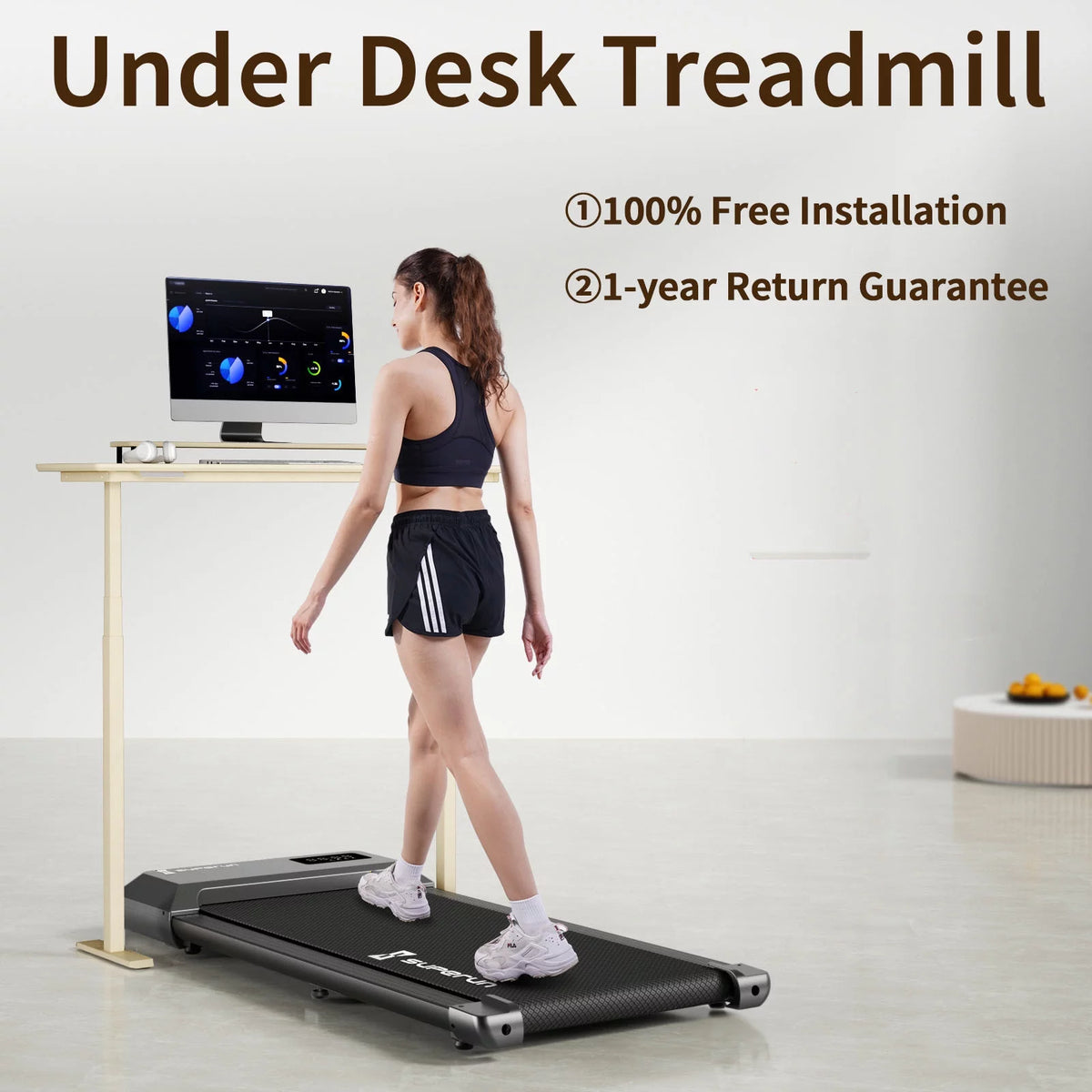 2.5Hp Walking Pad Under Desk Treadmill with Remote Control and LED Display M2463