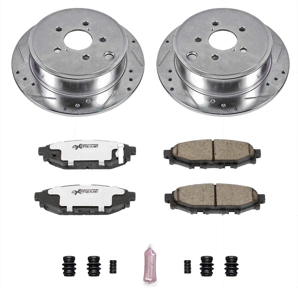 Rear Z26 Carbon Fiber Brake Pads with Drilled & Slotted Brake Rotors Kit K86877