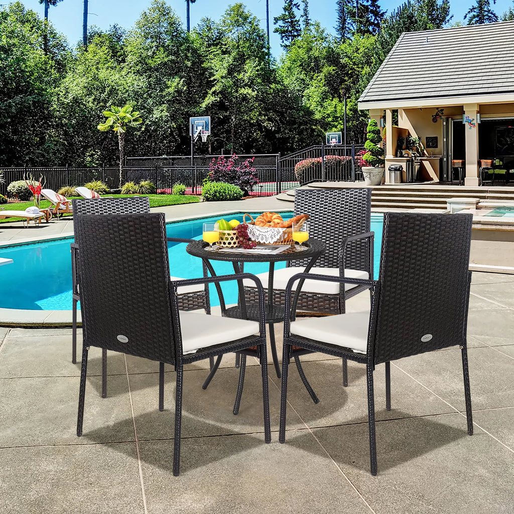 4 Pc Wicker Rattan Patio Dining Chairs W559