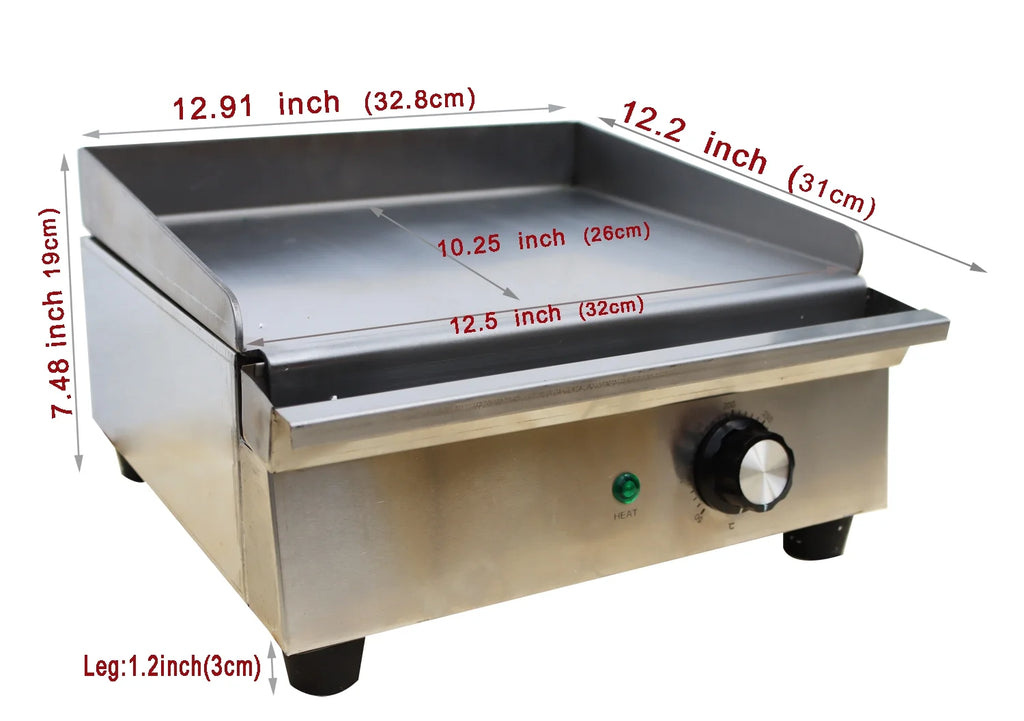 Electric Countertop Griddle Commercial Flat Grill Stainless Steel 110V G820977