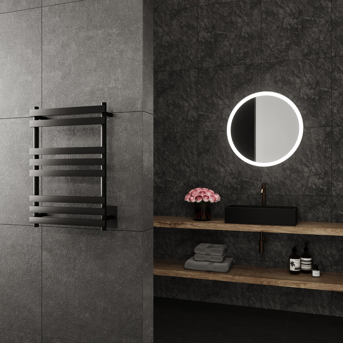 Wall Mounted Electric Towel Warmer in Black M577434