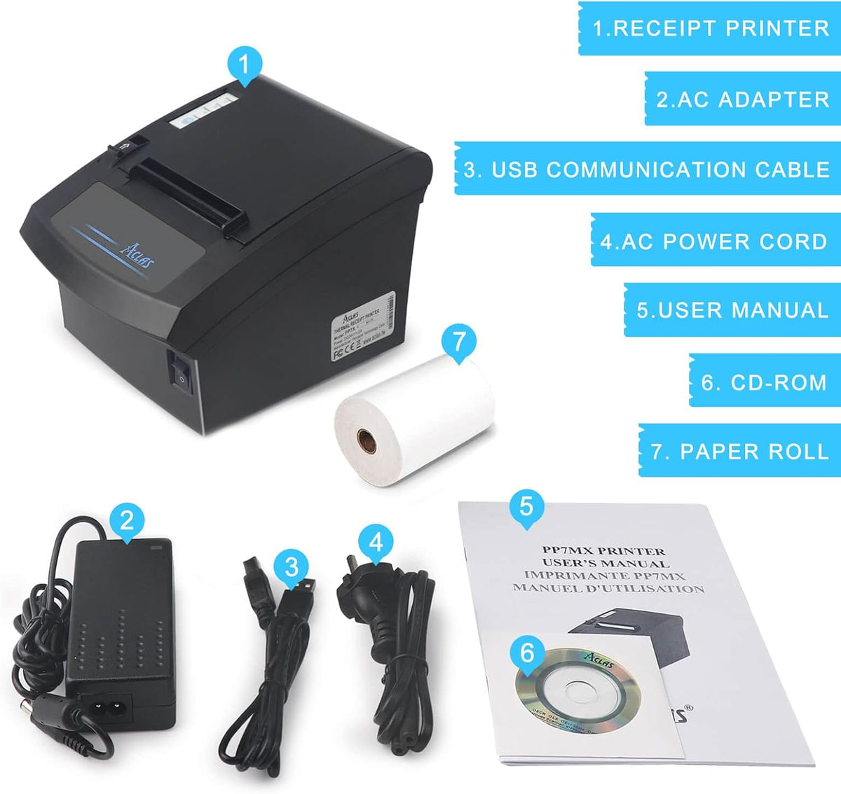 Thermal Receipt Printer 80mm with Auto Cutter Cash Drawer ESC/POS USB + D9 Serial Port B2000