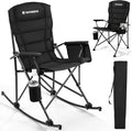 Folding Rocking Chair with Cup Holder & Side Pocket, Black T580428