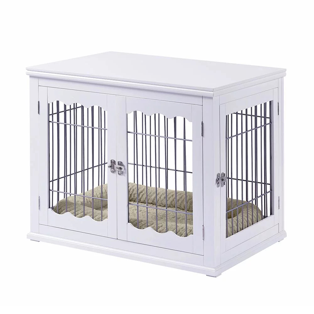 White Dog Crate with Pet Cushion Y16938
