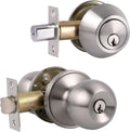 Keyed Alike Entry Knob and Deadbolt Set Satin Nickel, Single Cylinder Handleset Combo Pack, 3 Sets Pack of 2 O677829