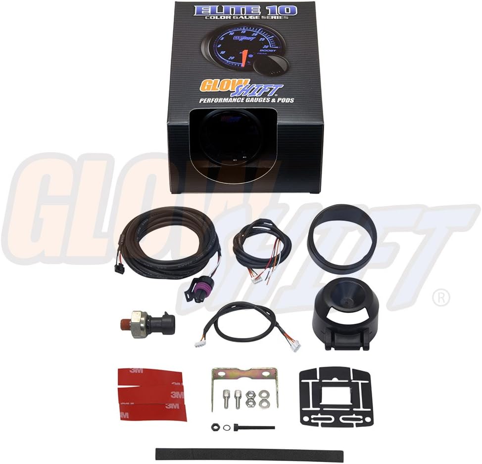 10 Color 10 BAR Oil Pressure Gauge Kit with Electronic Sensor, Black Dial, Tinted Lens, 52mm X27029