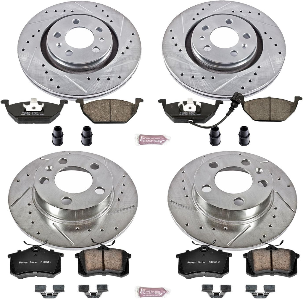 Z23 Carbon Fiber Brake Pads with Drilled & Slotted Brake Rotors Kit A931609
