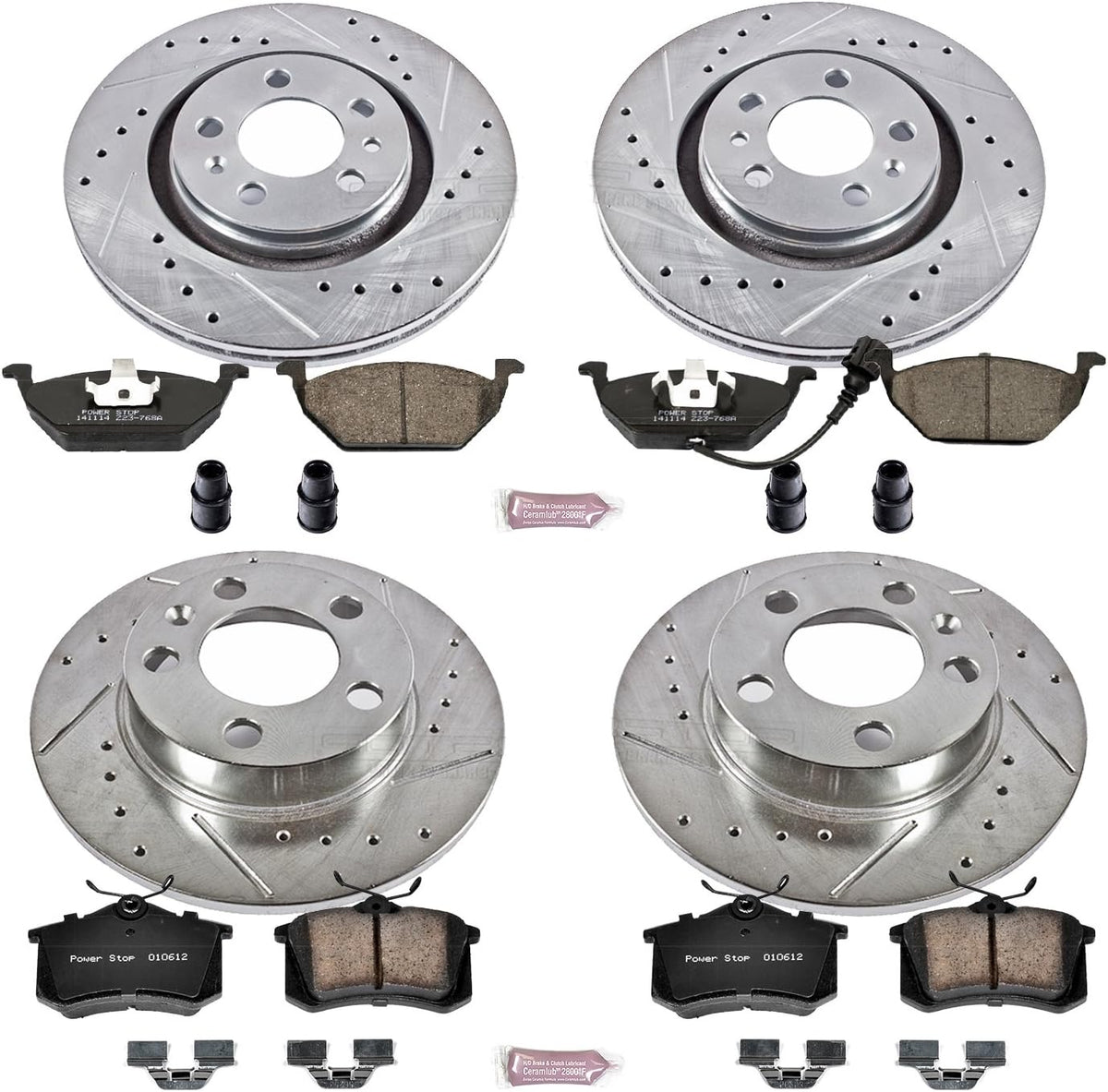 Z23 Carbon Fiber Brake Pads with Drilled & Slotted Brake Rotors Kit A931609