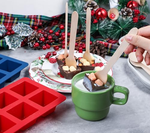 Silicone Hot Chocolate Spoon Molds 2-Pack with 30 Wooden Spoons Z8872