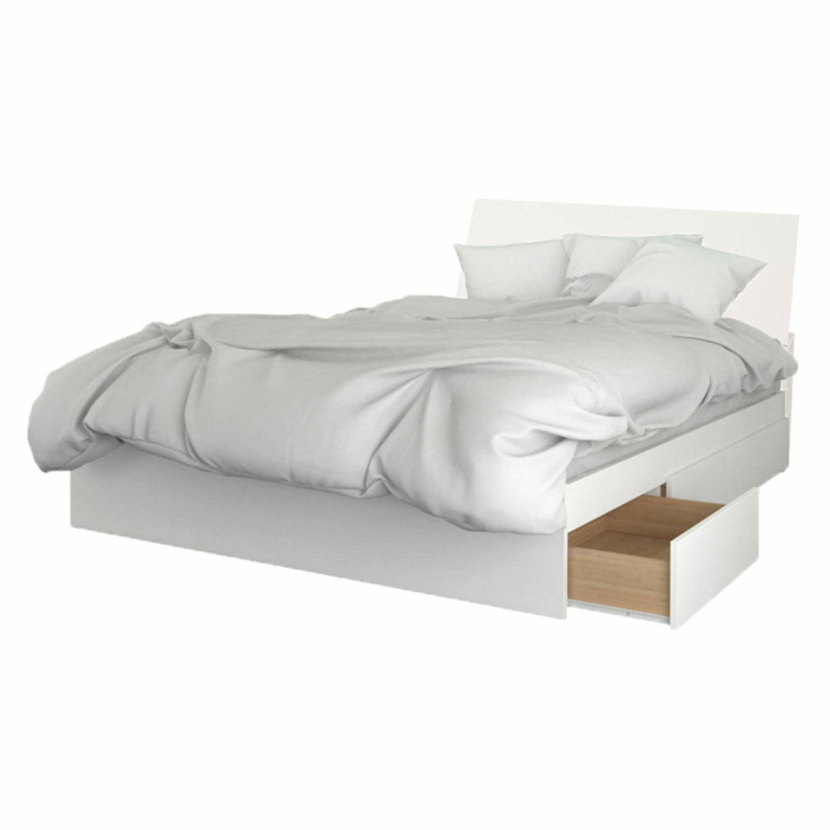 White Storage Bed with Headboard J92361