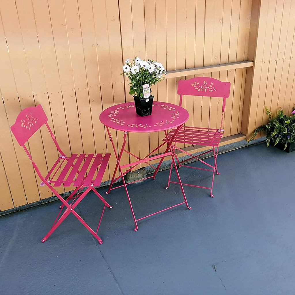 Grey 3 Piece Patio Bistro Set with Folding Chairs H61294