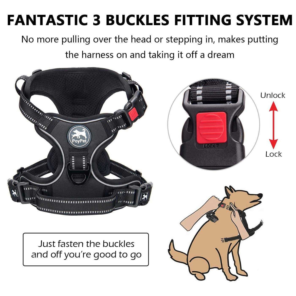 No Pull Reflective Dog Harness G58195