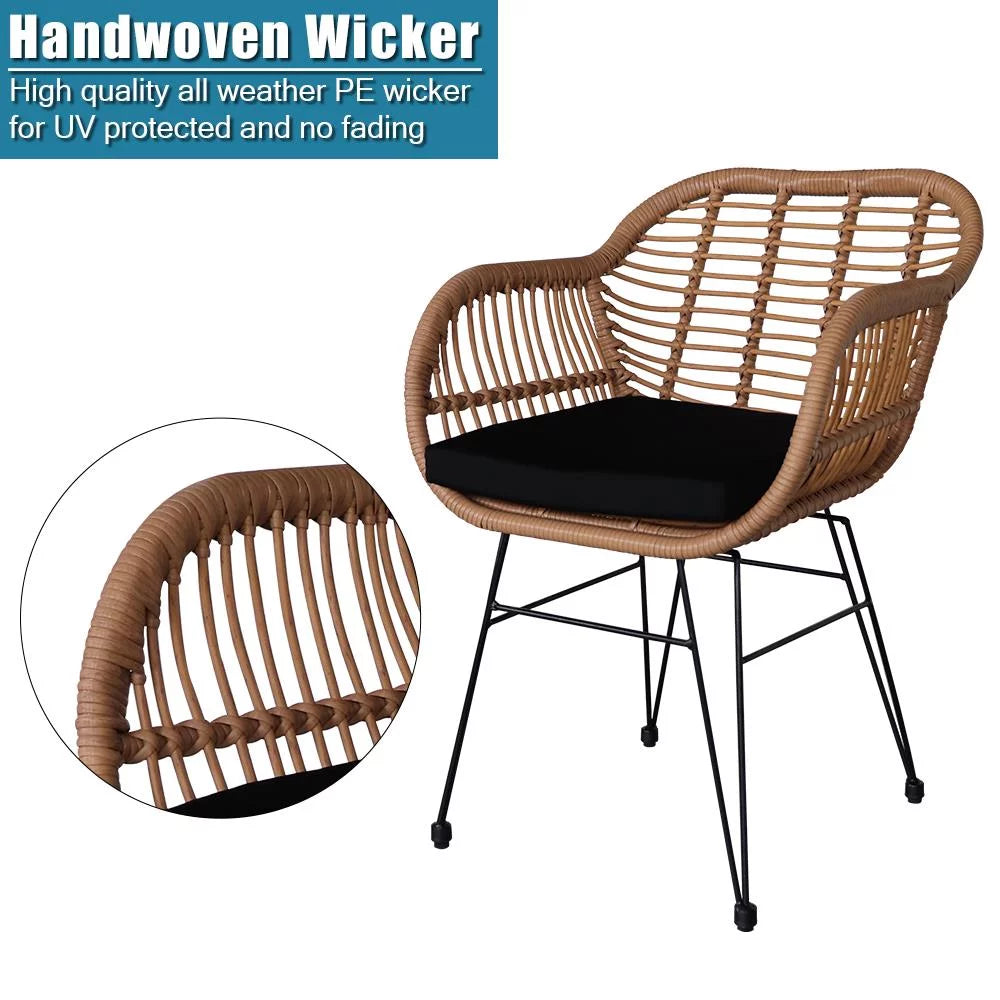 3-Piece Yellow Wicker Outdoor Furniture Set D9802