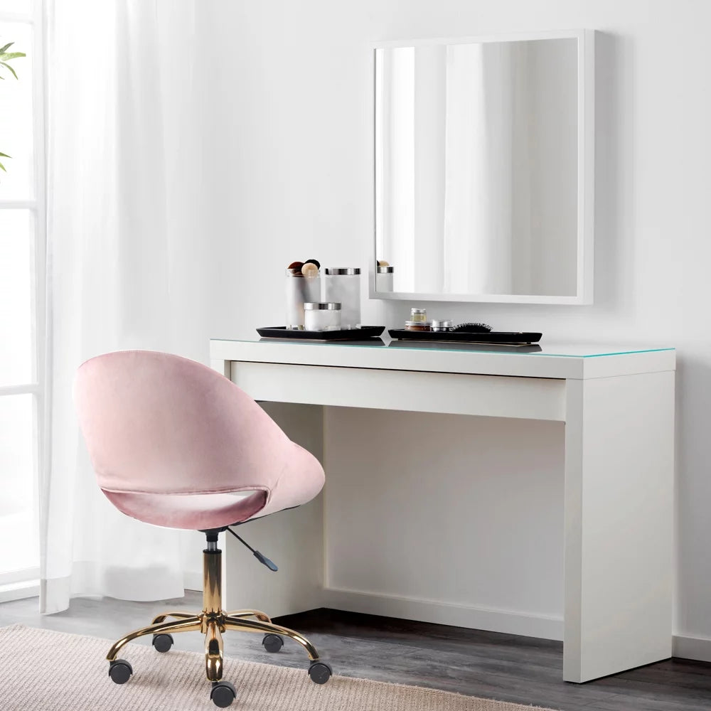 Pink Faux Fur Adjustable Swivel Vanity Chair A233