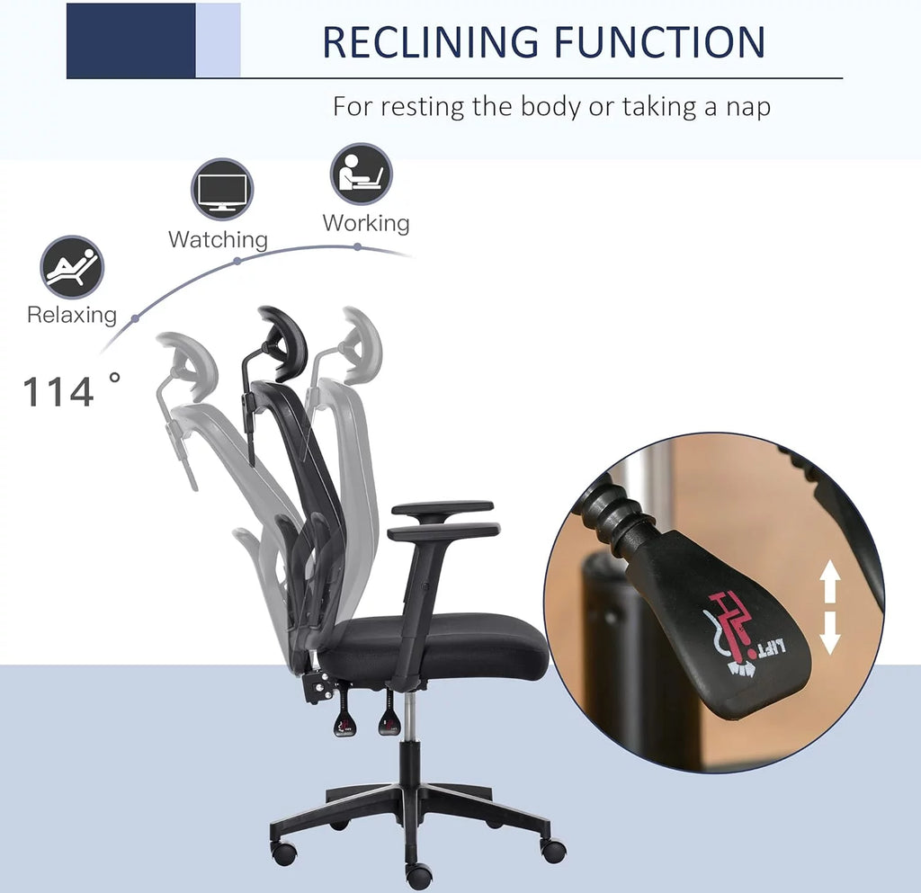 Black Ergonomic Mesh Office Chair with Lumbar Support V106