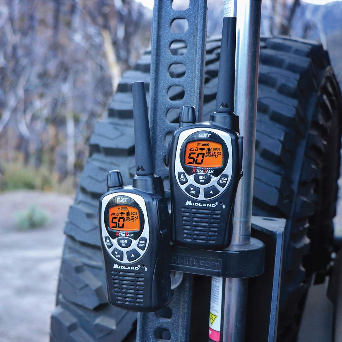 50 Channel GMRS Two-Way Radio Walkie Talkie Black/Silver Pack of 6 S728
