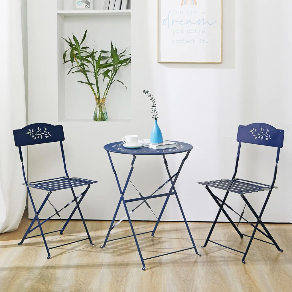 Grey 3 Piece Patio Bistro Set with Folding Chairs H61294