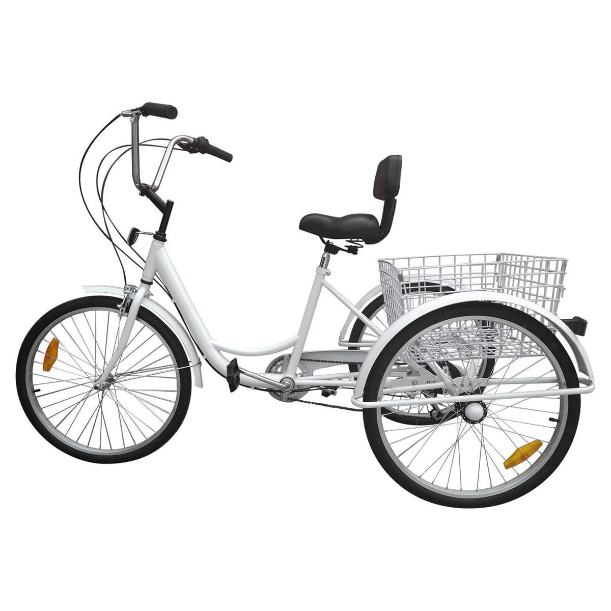 24 inch 7-Speed 3 Wheel Tricycle with Basket White/Yellow M29838